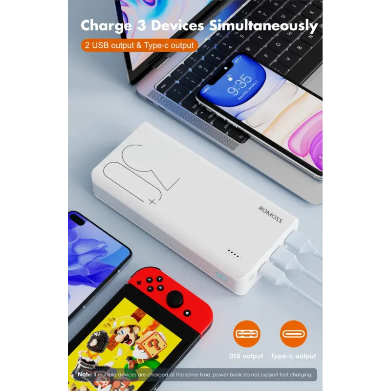 Портативное зарядное устройство (павербанк) Romoss 30000mah Sense8+ White (PHP30-401-02)