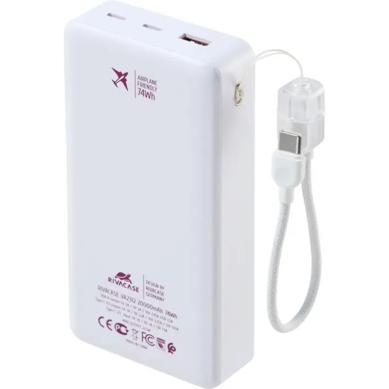 Портативное зарядное устройство (павербанк) Rivacase RIVAPOWER VA2312 (White)