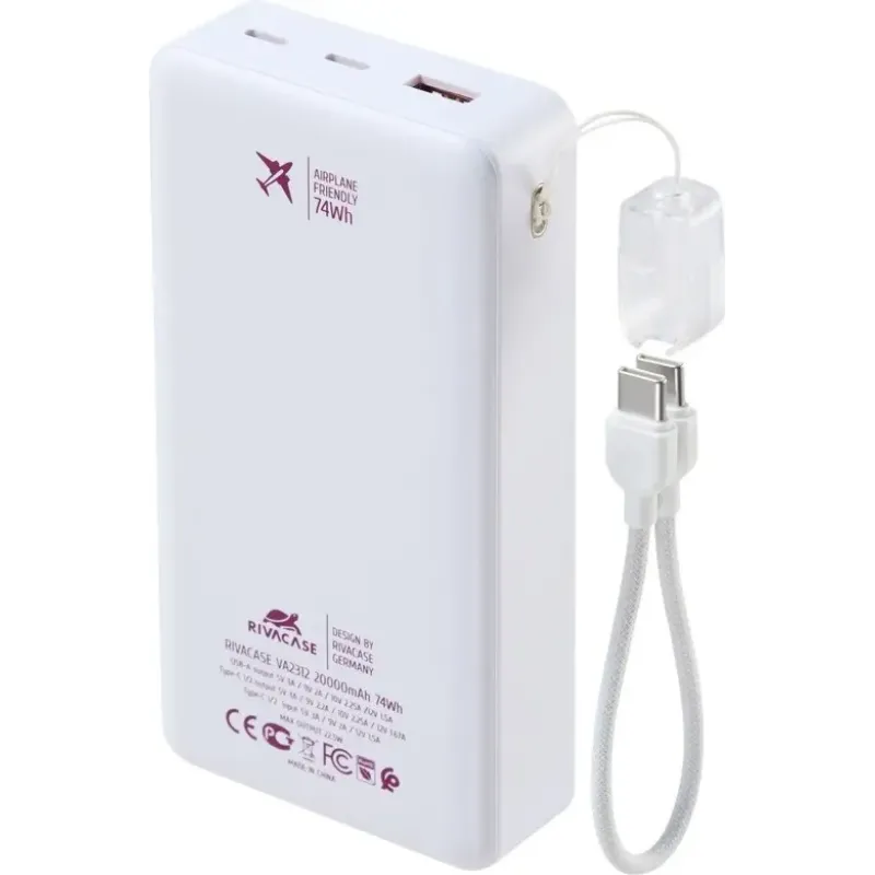 Портативное зарядное устройство (павербанк) Rivacase RIVAPOWER VA2312 (White)