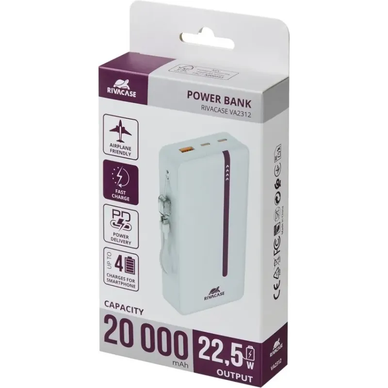 Портативное зарядное устройство (павербанк) Rivacase RIVAPOWER VA2312 (White)