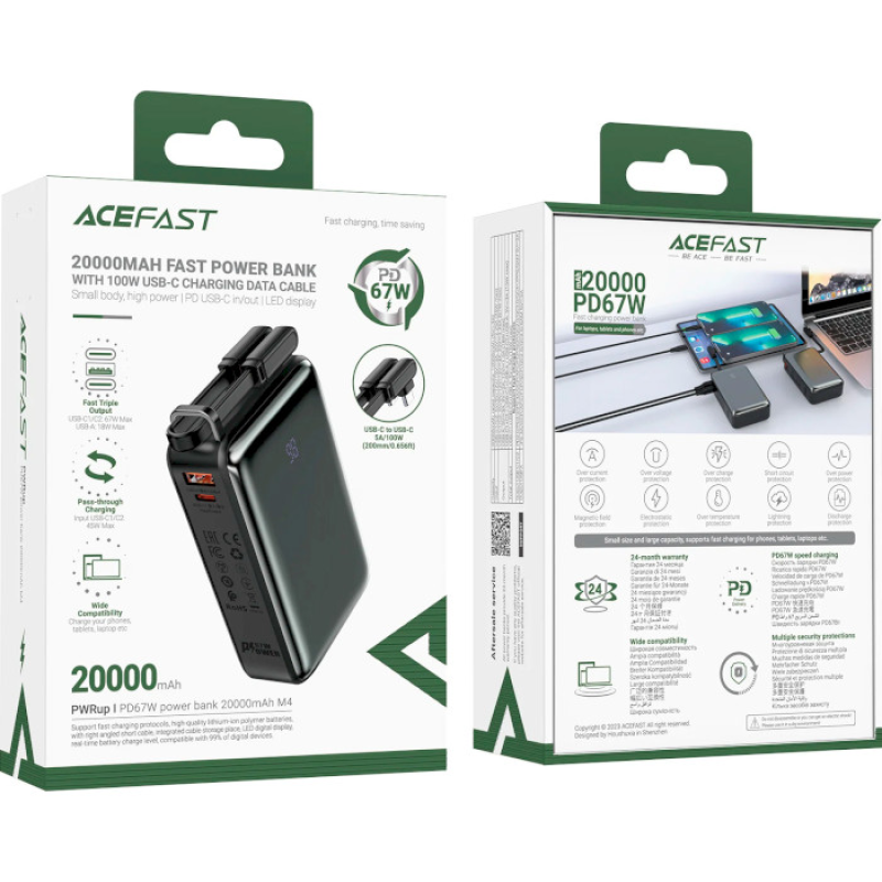 Acefast M4 20000mAh 67W Black (AFM4B) (6974316282723)