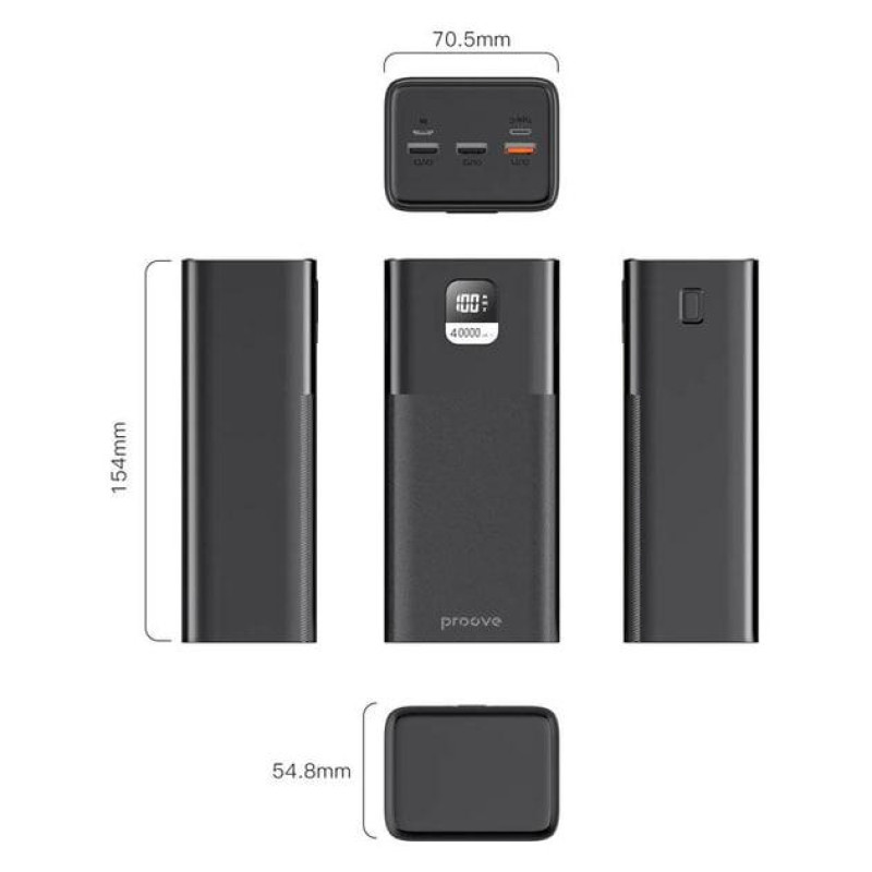 Портативное зарядное устройство (павербанк) Proove Giant Lite 40000mAh 22.5W Black (PBGI20312201)