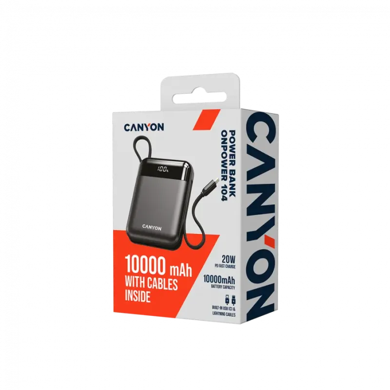 Портативное зарядное устройство (павербанк) Canyon OnPower 104 10000mAh Black (CNS-CPB104B)