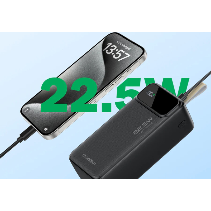Портативное зарядное устройство (павербанк) Choetech B731 40000mAh 22.5W Black
