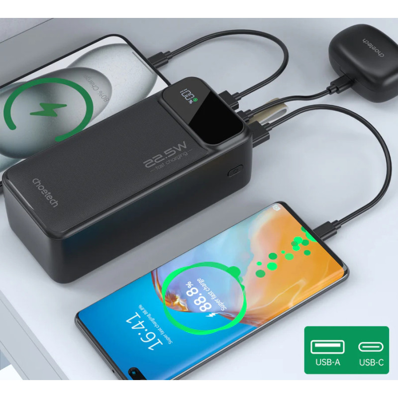 Портативное зарядное устройство (павербанк) Choetech B731 40000mAh 22.5W Black