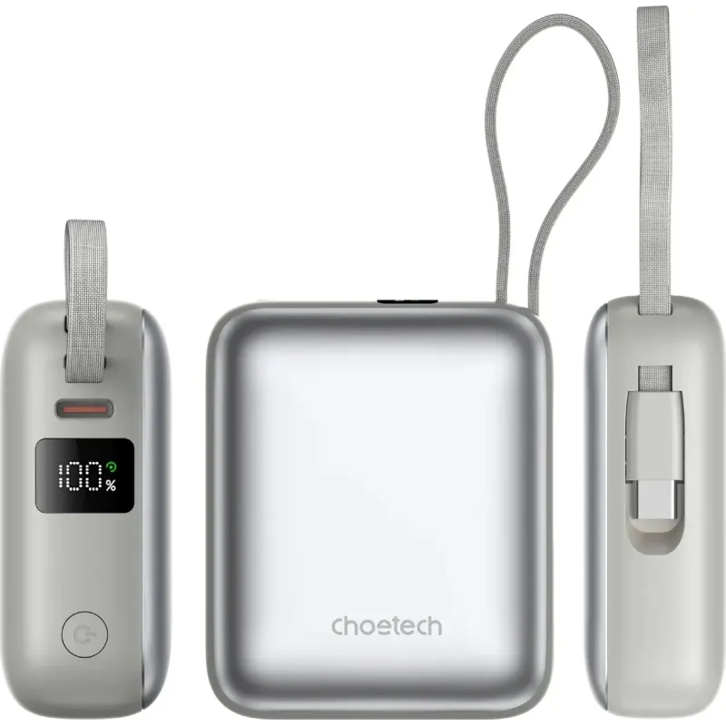 Портативний зарядний пристрій (павербанк) Choetech B832 10000mAh 35W Silver (B832-GY)