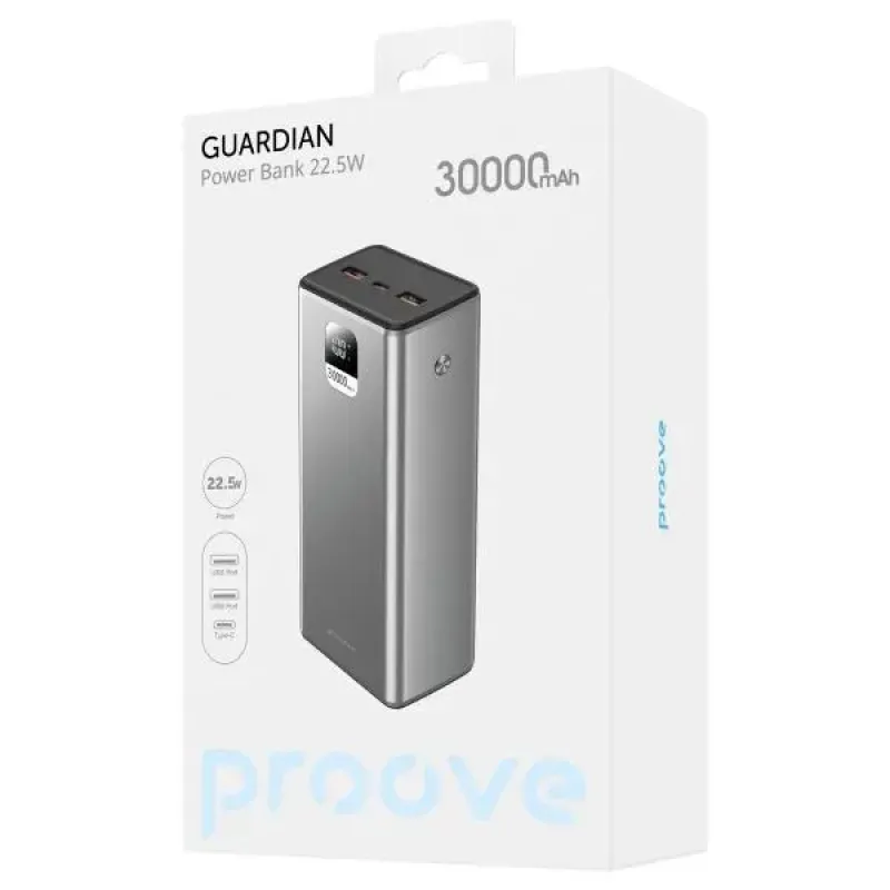 Портативное зарядное устройство (павербанк) Proove Guardian 30000mAh 22.5W (PBG322210004)