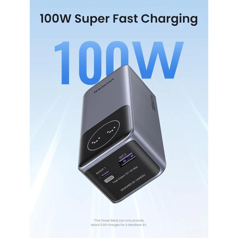 Портативний зарядний пристрій (павербанк) UGREEN PB724 Nexode 12000mAh 100W Gray (35526)