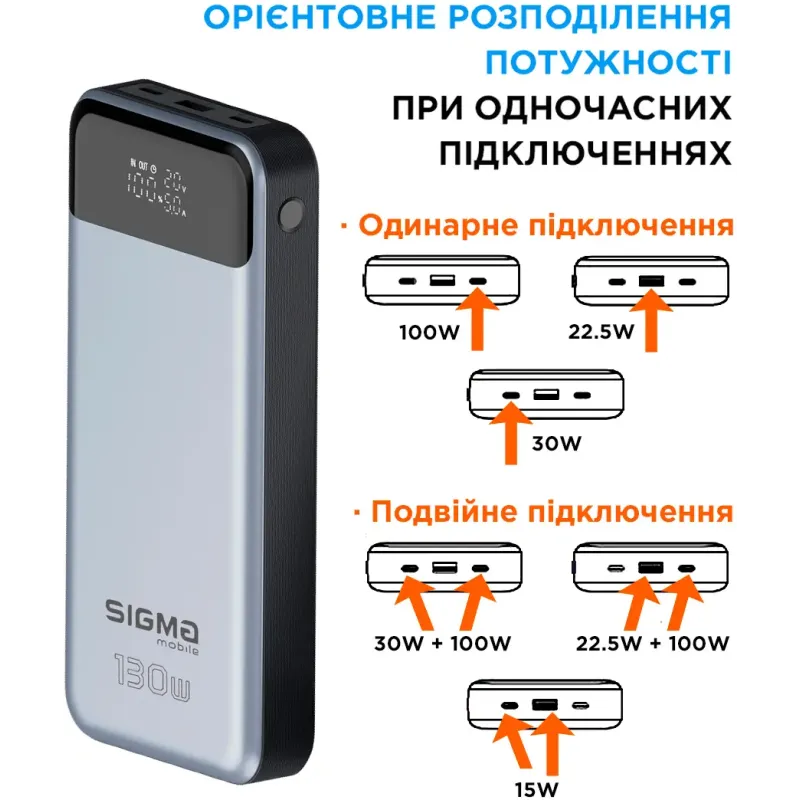 Портативний зарядний пристрій (павербанк) Sigma mobile X-power SI30A7QLX 30000mAh Silver