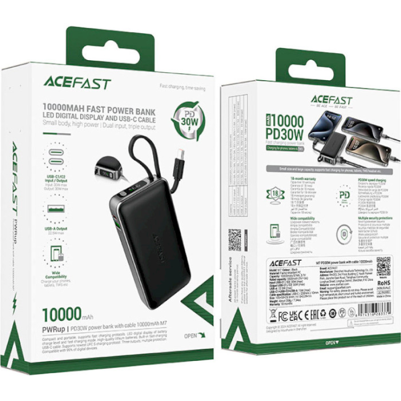 Acefast M7 10000mAh 30W Black (6974316283379)