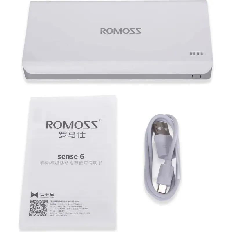 Портативний зарядний пристрій (павербанк) Romoss Sense 6 20000mAh 22,5W White (PPH80-611-1121H)