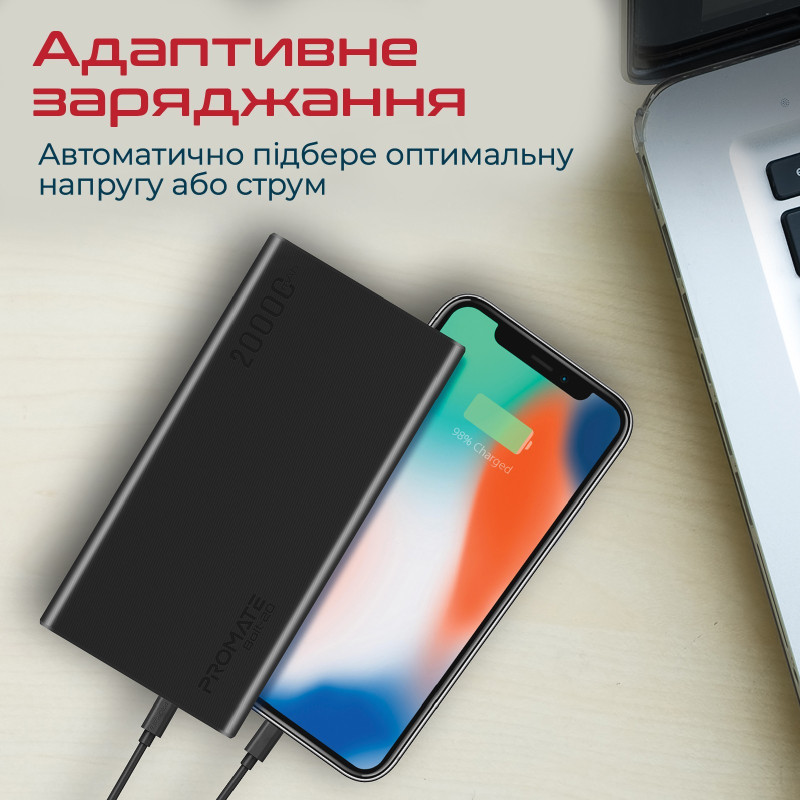 Портативное зарядное устройство (павербанк) Promate Bolt-20 20000 mAh Black (bolt-20.black)