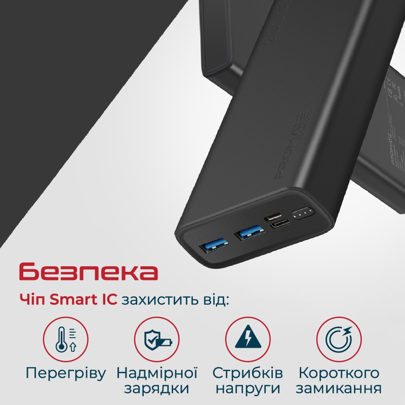 Портативное зарядное устройство (павербанк) Promate Bolt-20 20000 mAh Black (bolt-20.black)