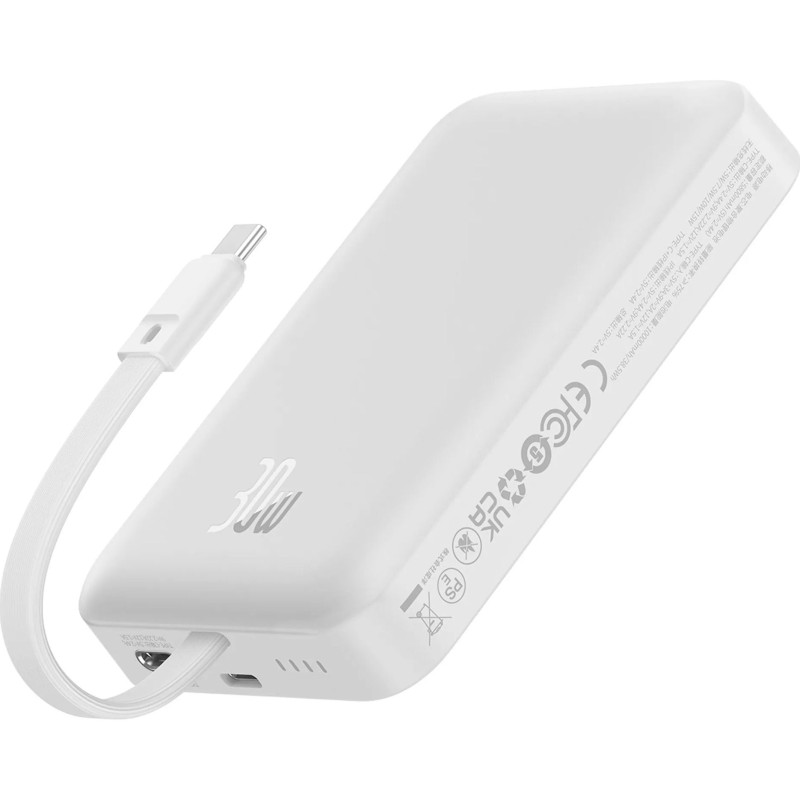 Портативное зарядное устройство (павербанк) Baseus Magnetic Mini 10000mAh, 30W White (P1002210B223-00)