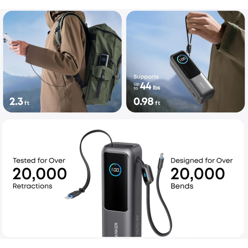 Портативний зарядний пристрій (павербанк) Anker Laptop 25000mAh 165W Space Black (A1695H11)