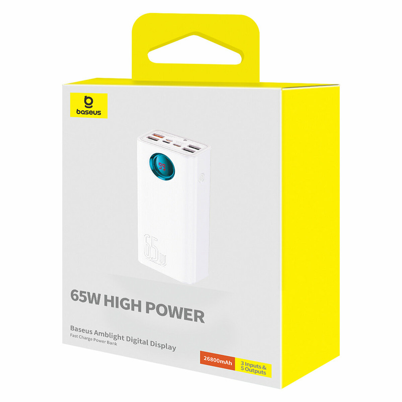 Портативний зарядний пристрій (павербанк) Baseus Amblight Digital Display 26800mAh 65W White (P10022402223-00)