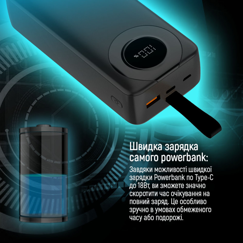 Портативний зарядний пристрій (павербанк) ColorWay EnergyPlus 30000mAh Black (CW-PB300LPB4BK-PDD)