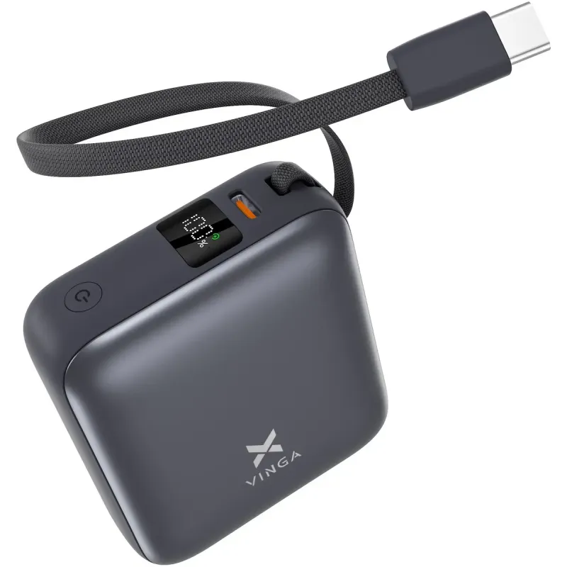 Портативний зарядний пристрій (павербанк) Vinga 10000 mAh 35W Display Cable (VPBB1035C)