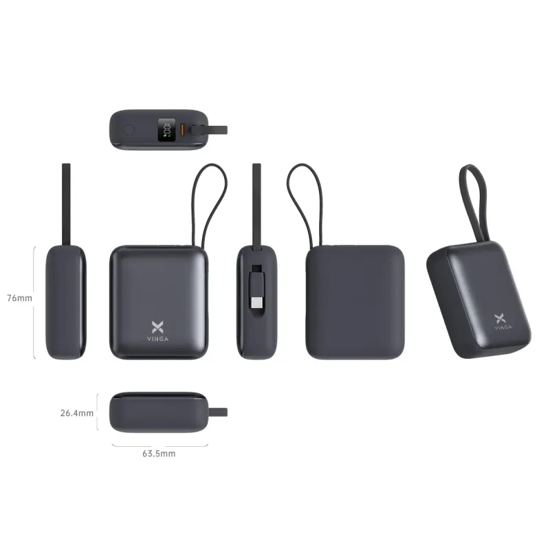 Портативний зарядний пристрій (павербанк) Vinga 10000 mAh 35W Display Cable (VPBB1035C)