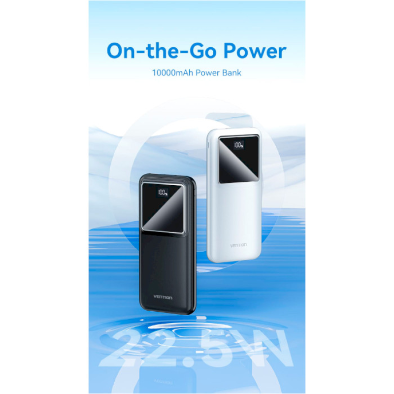 Портативний зарядний пристрій (павербанк) Vention 10000mAh 22.5W White (FHKW0)