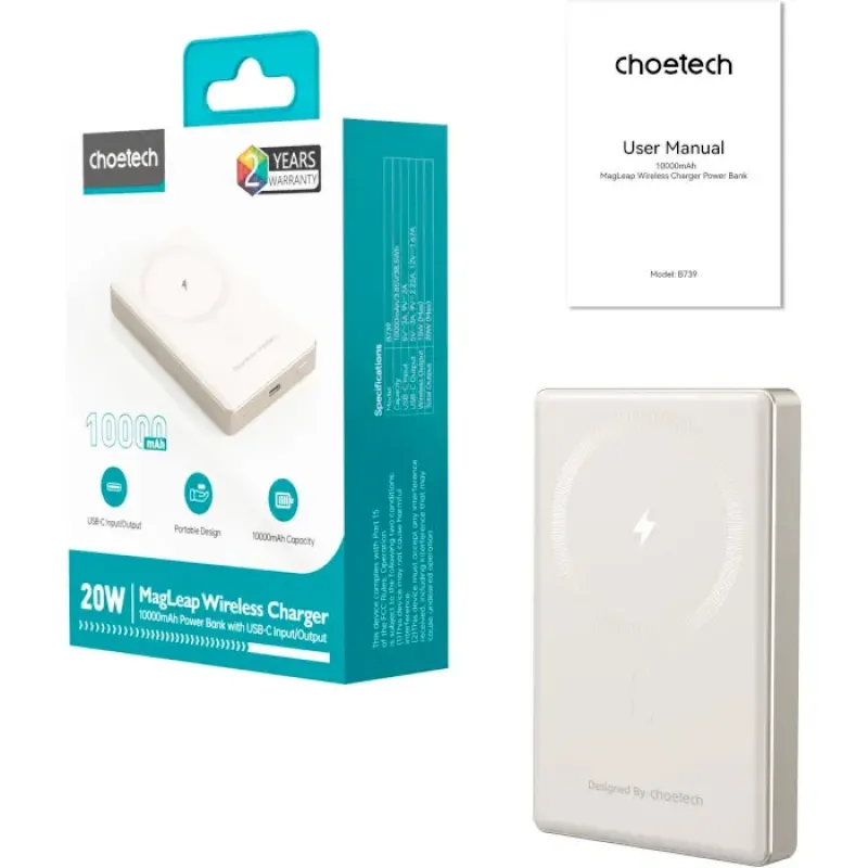 Портативное зарядное устройство (павербанк) Choetech B739 10000mAh Beige (B739-CCCWH)