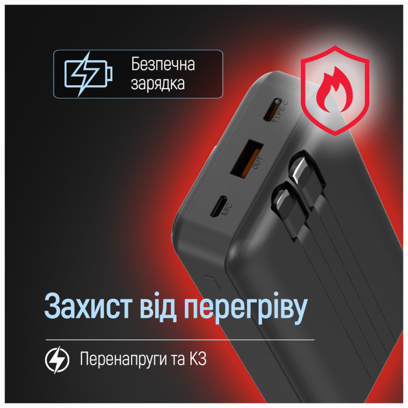 Портативний зарядний пристрій (павербанк) ColorWay 20000mAh Optimal Power Black (CW-PB200LPB5BK-PDD)