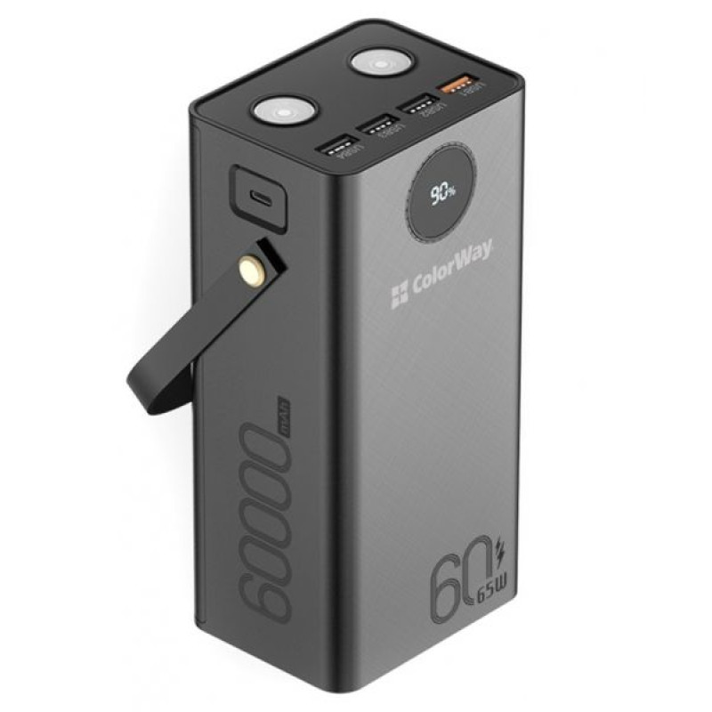 Портативний зарядний пристрій (павербанк) ColorWay 60000 mAh Powerful Black (CW-PB600LPA5BK-PDD)