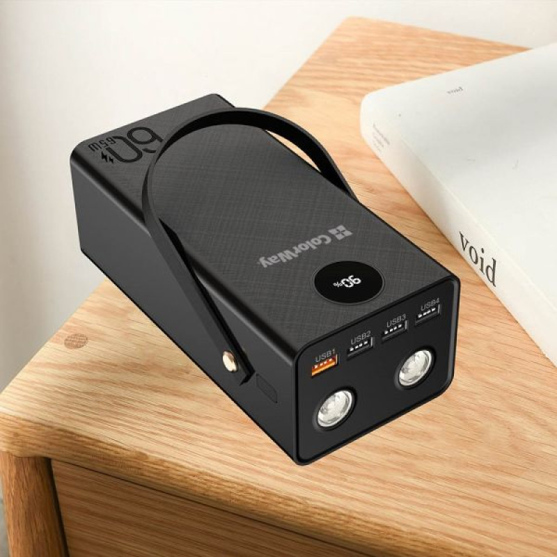 Портативний зарядний пристрій (павербанк) ColorWay 60000 mAh Powerful Black (CW-PB600LPA5BK-PDD)