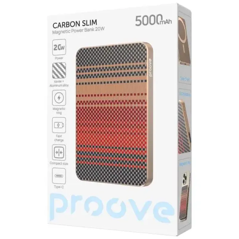 Портативний зарядний пристрій (павербанк) Proove Carbon Slim 20W 5000mAh Glowrise (PBCS20010052)