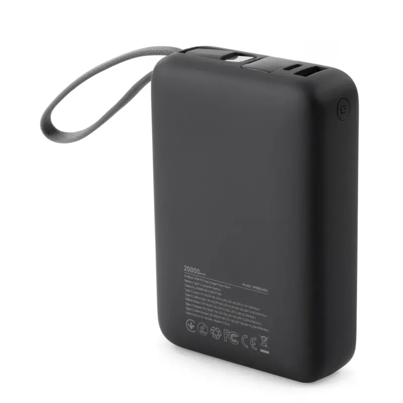 Портативний зарядний пристрій (павербанк) Vinga 20000 mAh 45W Display Cable (VPBB2045C)