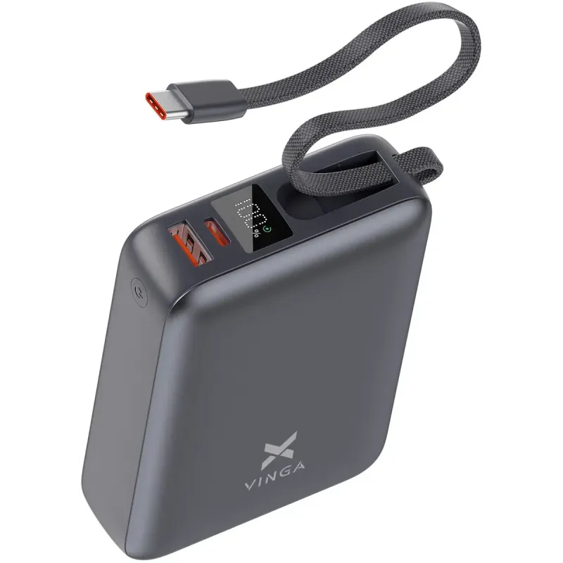 Портативний зарядний пристрій (павербанк) Vinga 20000 mAh 45W Display Cable (VPBB2045C)