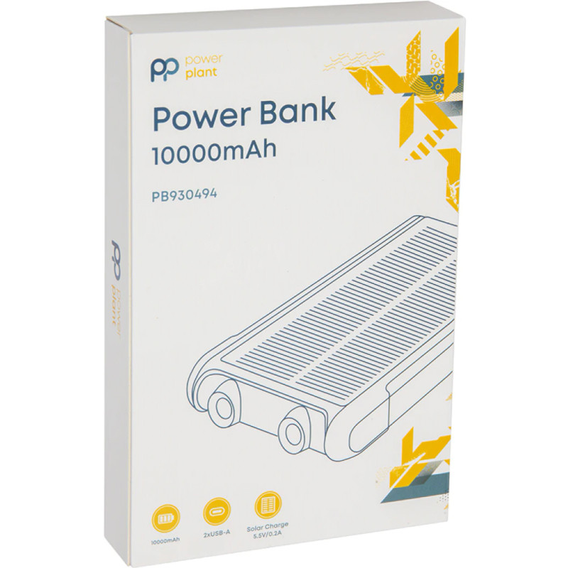 Портативний зарядний пристрій (павербанк) PowerPlant 10000mAh Solar Panel Black (PB930494)