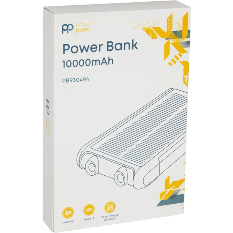 Портативний зарядний пристрій (павербанк) PowerPlant 10000mAh Solar Panel Black (PB930494)