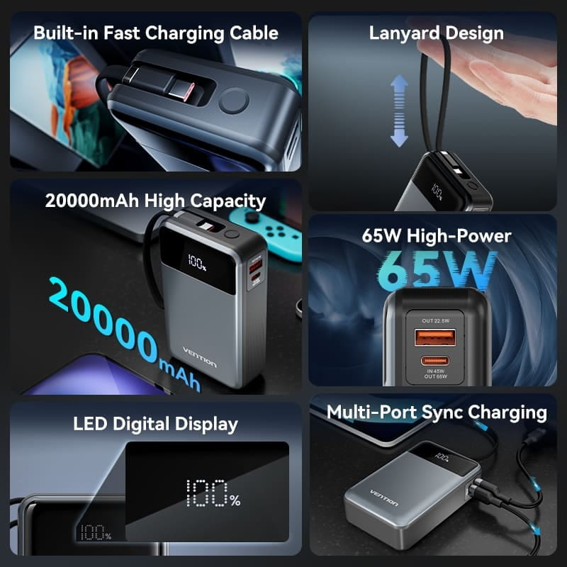 Vention 20000mAh 65W Black (FHYB0)