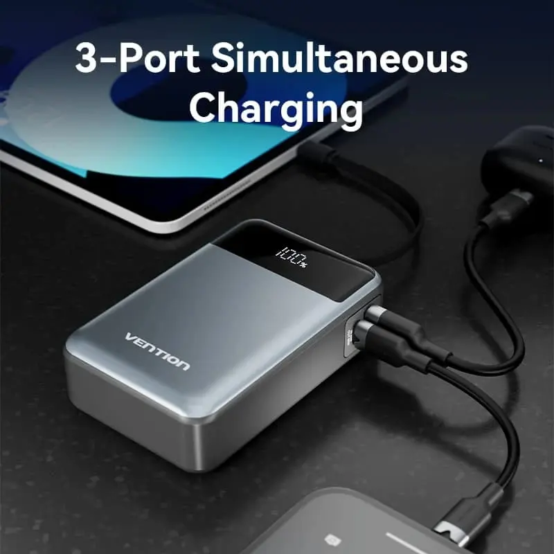 Портативний зарядний пристрій (павербанк) Vention 20000mAh 65W Black (FHYB0)