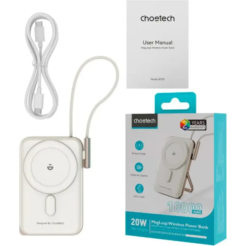 Портативное зарядное устройство (павербанк) Choetech B735 10000mAh White (B735-CCWH)