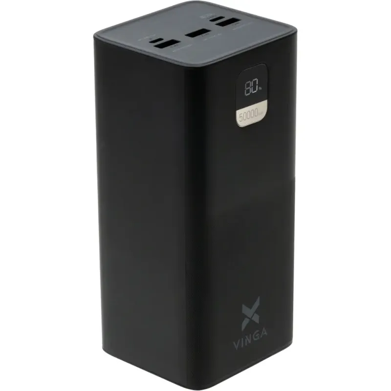 Портативний зарядний пристрій (павербанк) Vinga 50000 mAh 22.5W Display Black (VPBB5022)