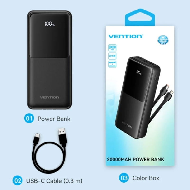 Vention 20000mAh 22.5W Black (FHPB0)