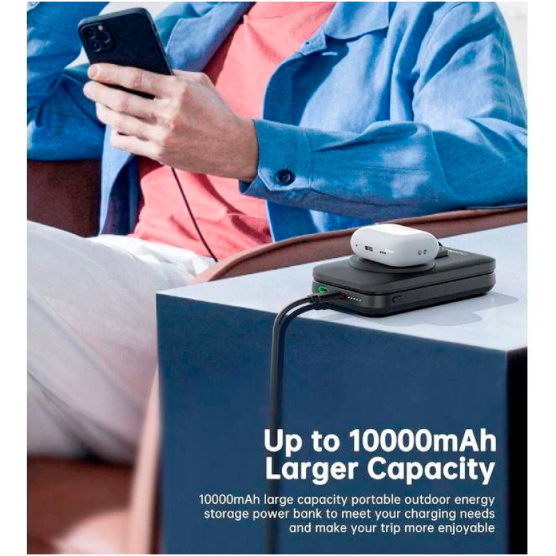 Портативний зарядний пристрій (павербанк) Choetech B750 10000mAh Qi-2 Black (B750-CCBK)