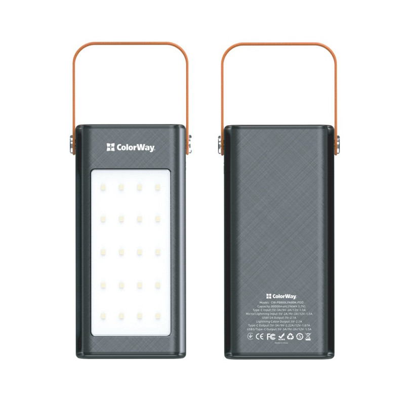 Портативний зарядний пристрій (павербанк) ColorWay 80000mAh 22.5W Black (CW-PB800LPA8BK-PDD)
