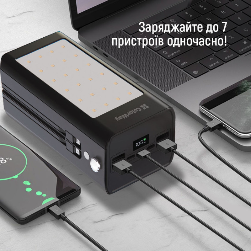 Портативний зарядний пристрій (павербанк) ColorWay 80000mAh 22.5W Black (CW-PB800LPA8BK-PDD)