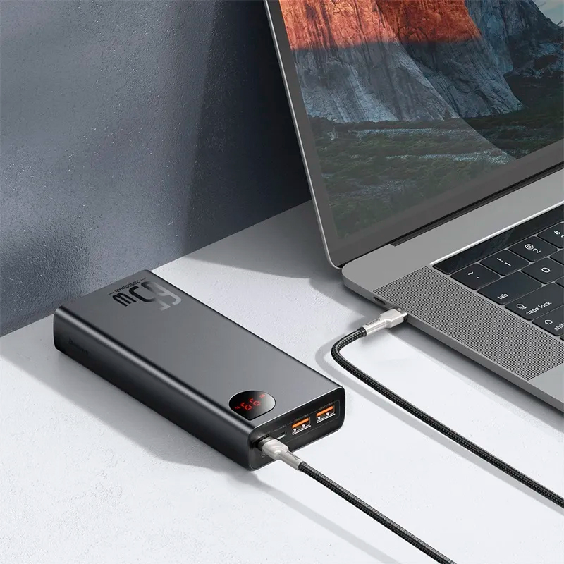 Портативний зарядний пристрій (павербанк) Baseus Power Bank 20000mAh Adaman Metal Digital 65W Black (PPIMDA-D01)