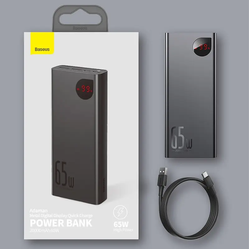 Портативное зарядное устройство (павербанк) Baseus Power Bank 20000mAh Adaman Metal Digital Display 65W Black (PPIMDA-D01)