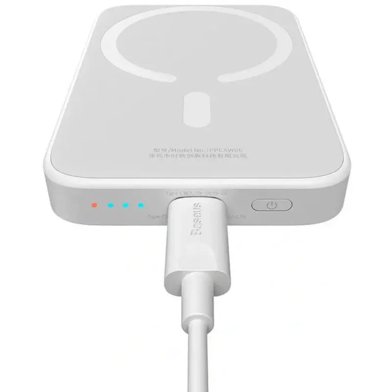 Портативное зарядное устройство (павербанк) Power Bank Baseus Airpow Magnetic 6000mAh 20W (P10022807213-00) White UA UCRF 6932172677015