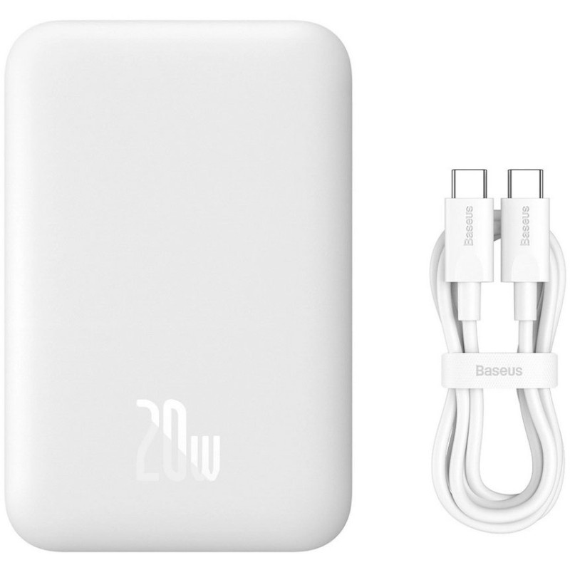 Портативний зарядний пристрій (павербанк) Power Bank Baseus Airpow Magnetic 6000mAh 20W (P10022807213-00) White UA UCRF 6932172677015