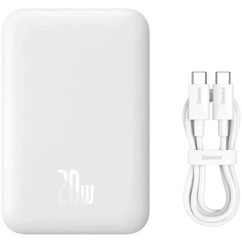 Портативное зарядное устройство (павербанк) Power Bank Baseus Airpow Magnetic 6000mAh 20W (P10022807213-00) White UA UCRF 6932172677015