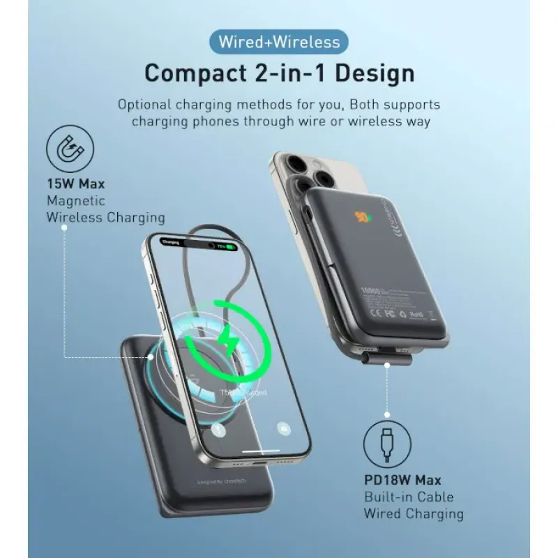Портативное зарядное устройство (павербанк) Choetech B735 10000mAh Black (B735-CCBK)