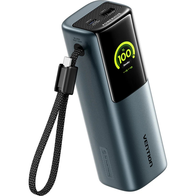 Портативний зарядний пристрій (павербанк) Vention 20000 mAh 165W Gray TFT Display Type (FKFH0)