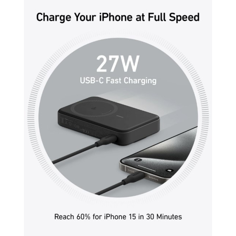 Портативний зарядний пристрій (павербанк) Anker MagGo Power Bank 10000mAh Black (A1654011)