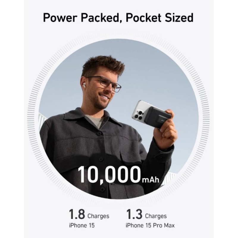 Портативний зарядний пристрій (павербанк) Anker MagGo Power Bank 10000mAh Black (A1654011)